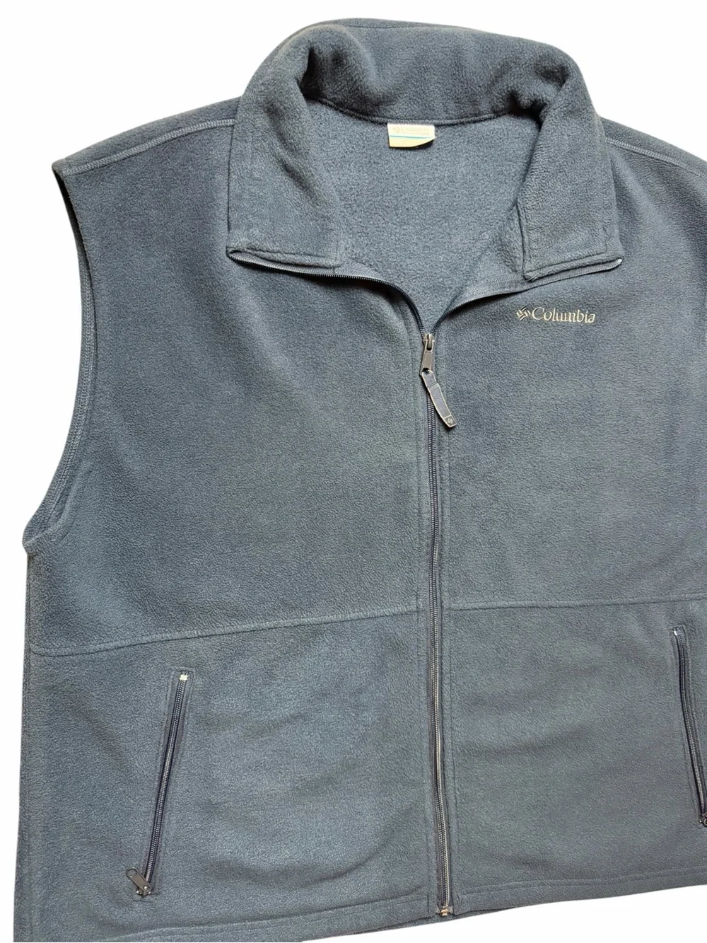 Columbia Vest Mens XXL Blue Fleece Full Zip Pockets Sweater Outdoors Hiking